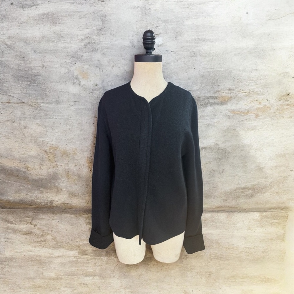 COS Black Wool Zip-Front Cropped Jacket Cardigan Women’s Size S 100% Wool